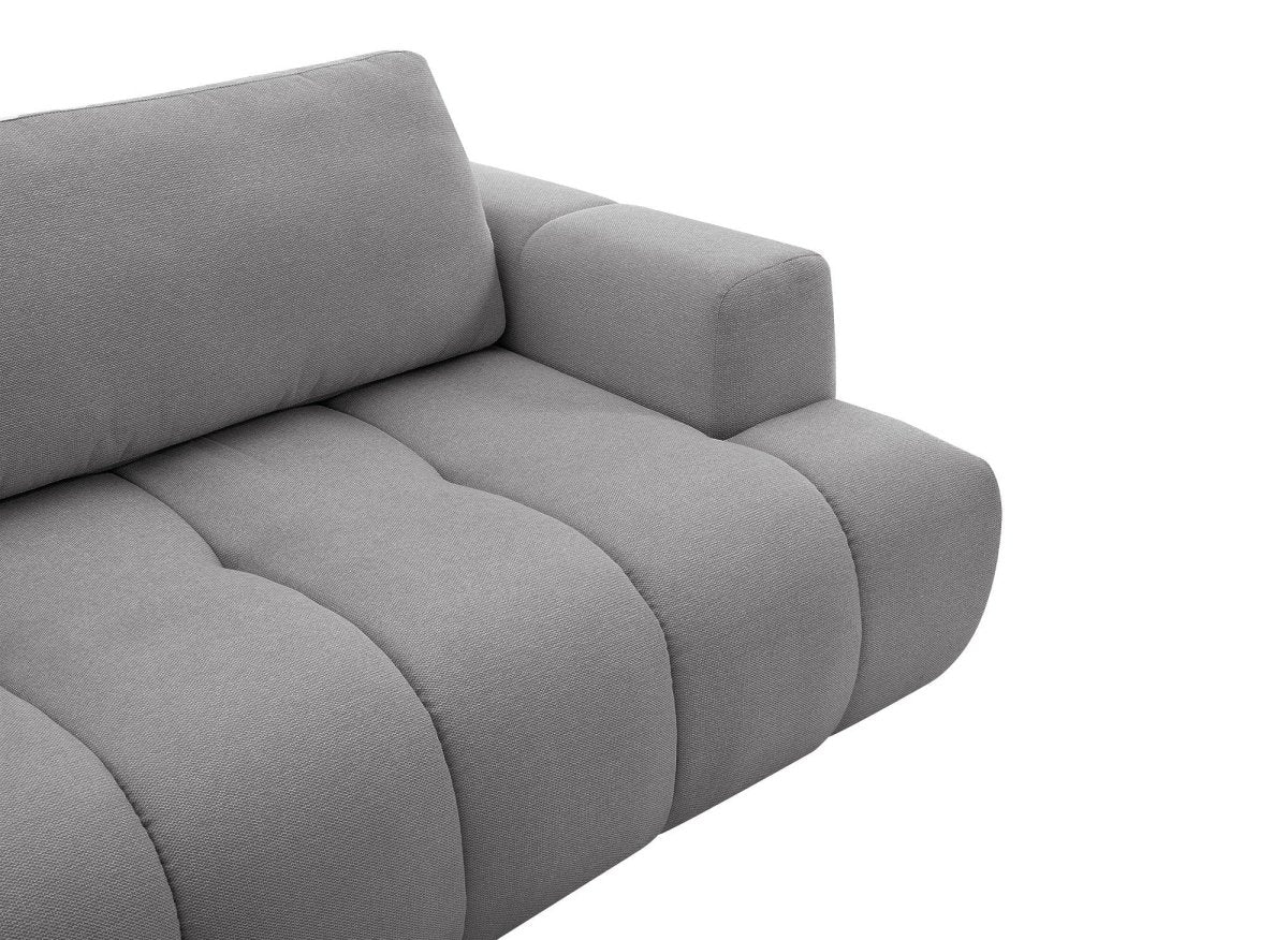 Canapé d'angle convertible avec coffre en tissu gris HAVEN - Angle gauche - Image 11
