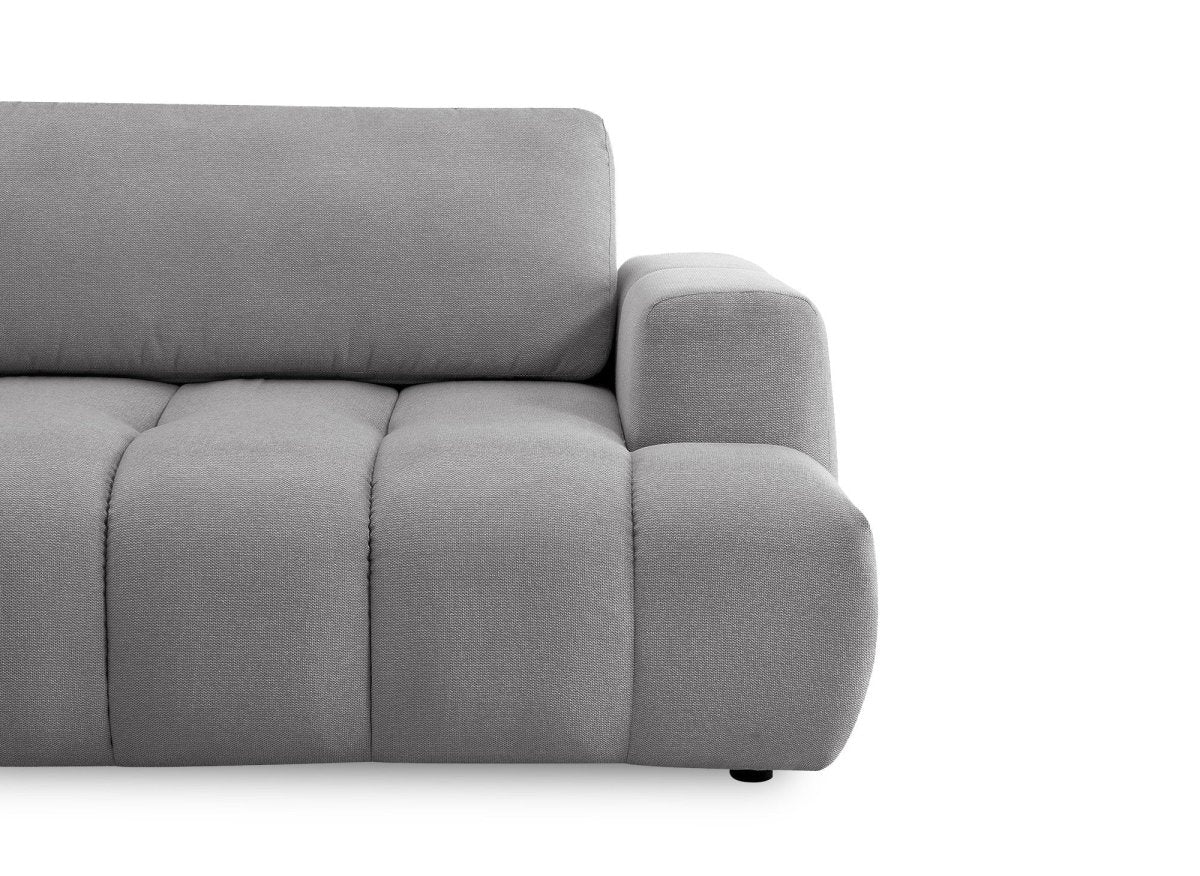 Canapé d'angle convertible avec coffre en tissu gris HAVEN - Angle gauche - Image 9