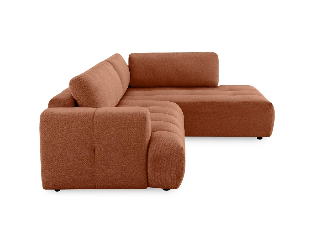 Canapé d'angle convertible avec coffre en tissu terracotta HAVEN - Angle droit - Image 6
