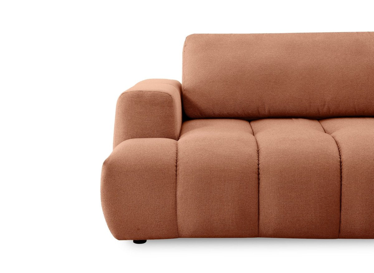 Canapé d'angle convertible avec coffre en tissu terracotta HAVEN - Angle droit - Image 9