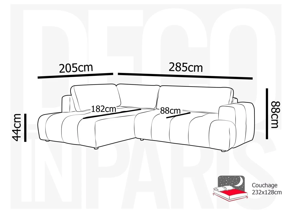 Canapé d'angle convertible avec coffre en tissu terracotta HAVEN - Angle gauche - Image 13