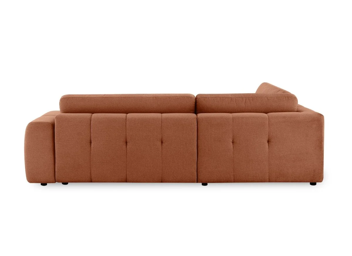 Canapé d'angle convertible avec coffre en tissu terracotta HAVEN - Angle gauche - Image 8