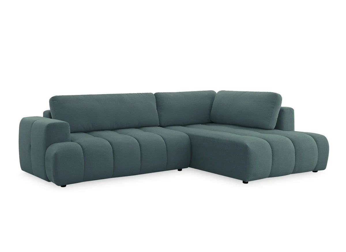 Canapé d'angle convertible avec coffre en tissu vert olive HAVEN - Angle droit - Image 3