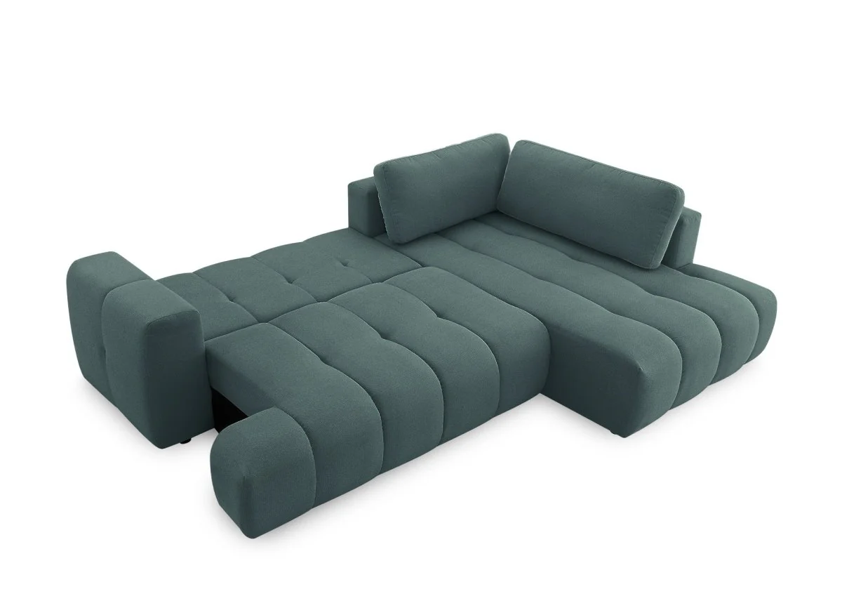 Canapé d'angle convertible avec coffre en tissu vert olive HAVEN - Angle droit - Image 4