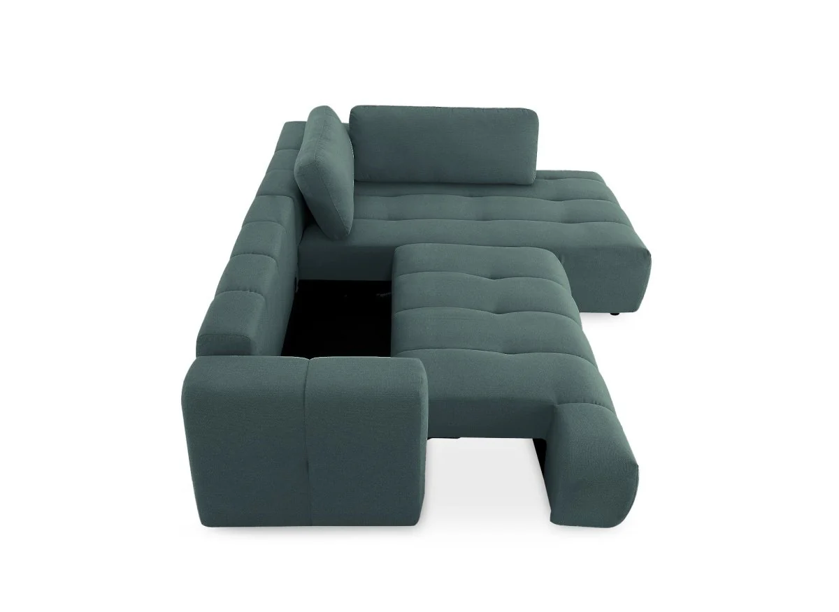 Canapé d'angle convertible avec coffre en tissu vert olive HAVEN - Angle droit - Image 5