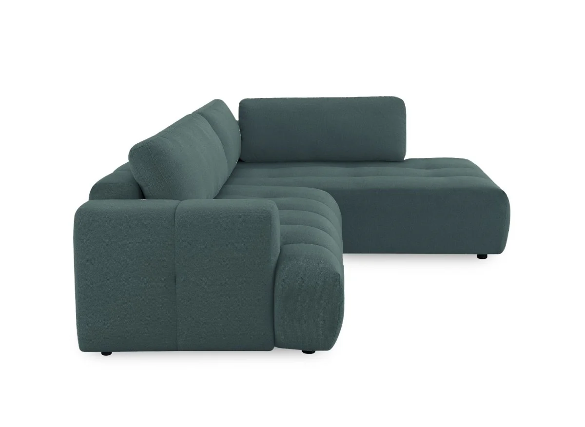 Canapé d'angle convertible avec coffre en tissu vert olive HAVEN - Angle droit - Image 6