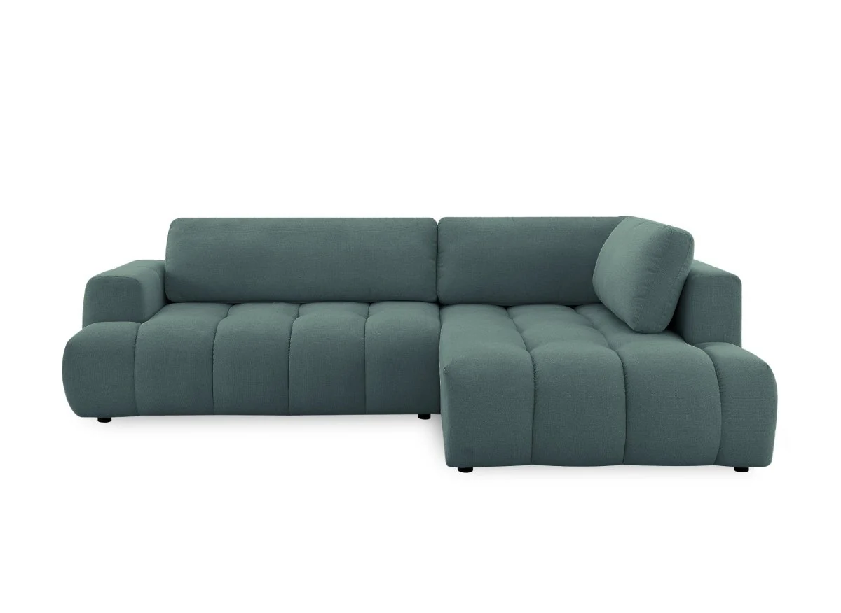 Canapé d'angle convertible avec coffre en tissu vert olive HAVEN - Angle droit - Image 7