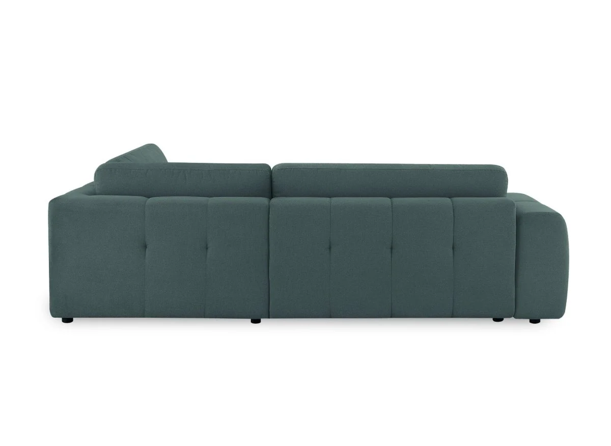 Canapé d'angle convertible avec coffre en tissu vert olive HAVEN - Angle droit - Image 8