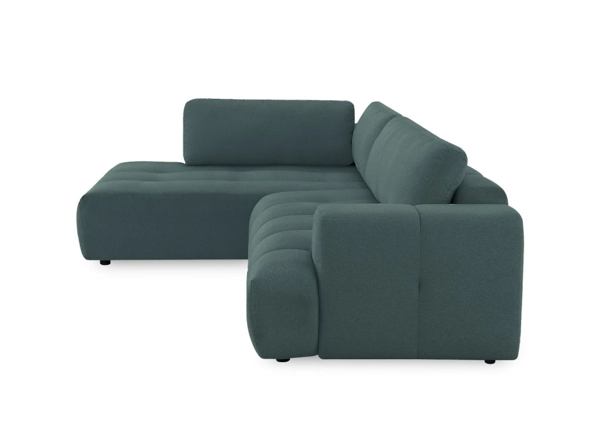 Canapé d'angle convertible avec coffre en tissu vert olive HAVEN - Angle gauche - Image 6