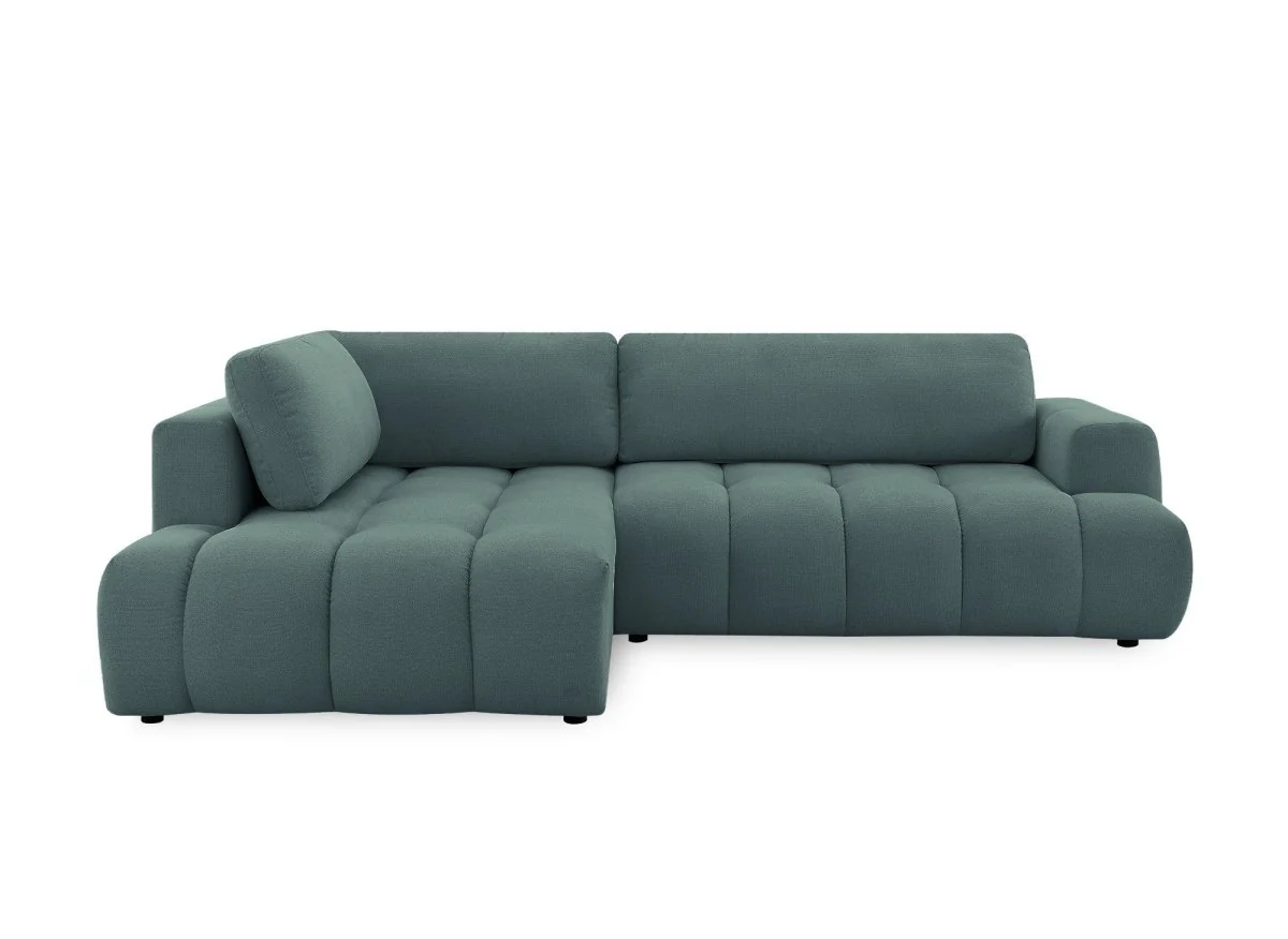 Canapé d'angle convertible avec coffre en tissu vert olive HAVEN - Angle gauche - Image 7