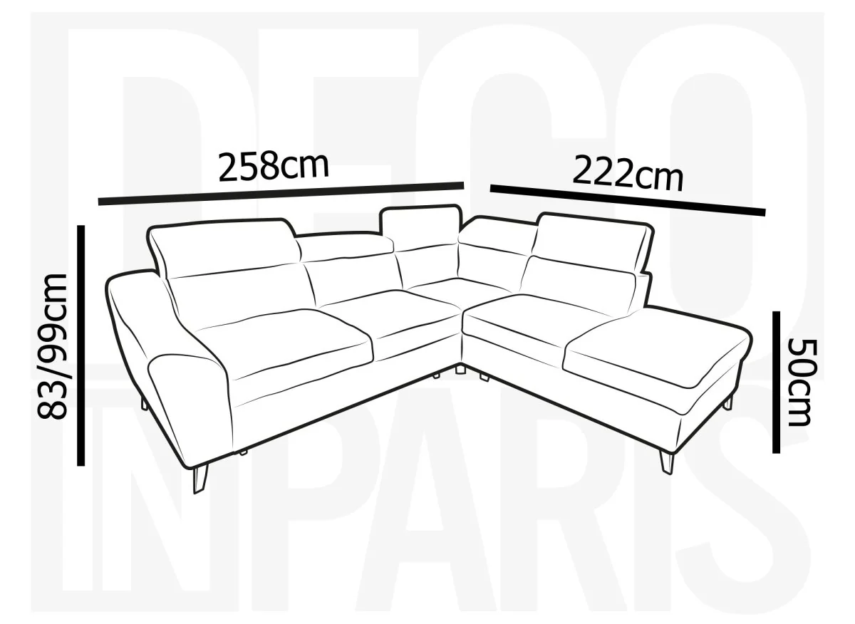Canapé d'angle convertible avec coffre en velours côtelé épais beige DALTON - Angle droit - Image 10