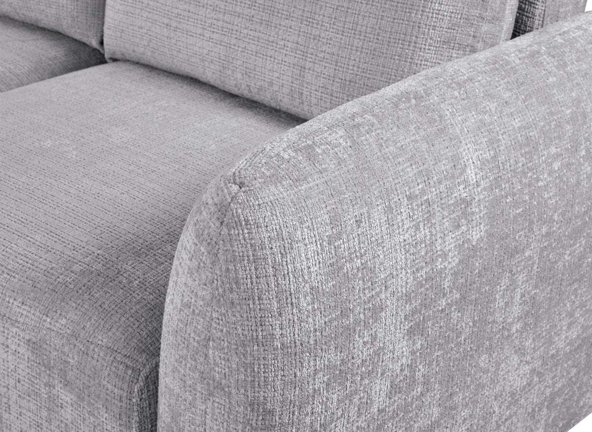 Canapé d'angle convertible avec coffre en velours chiné gris MARLA - Angle gauche - Image 8