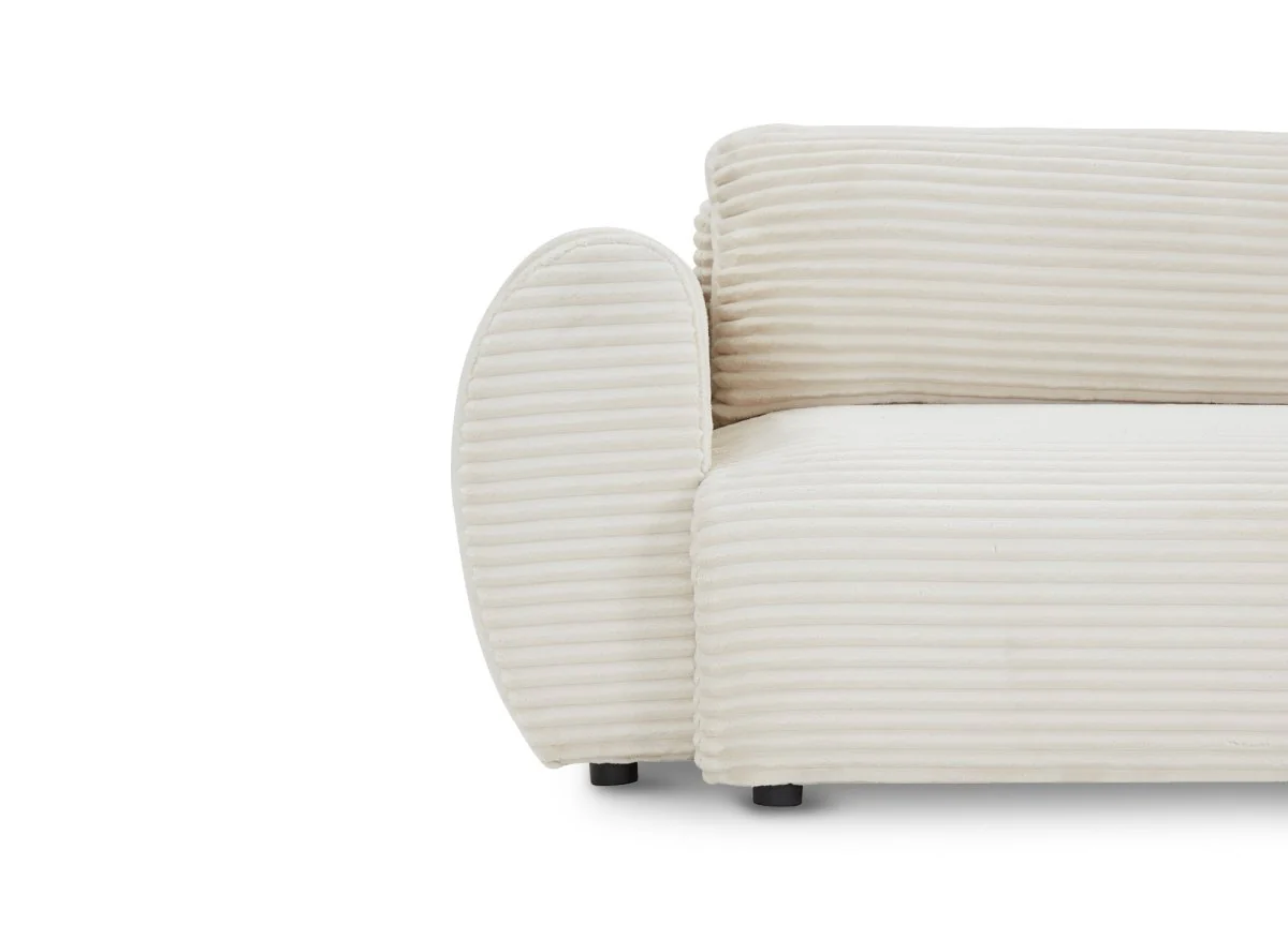 Canapé d'angle convertible avec coffre en velours gros côtelé doux beige TILDA - Angle droit - Image 10