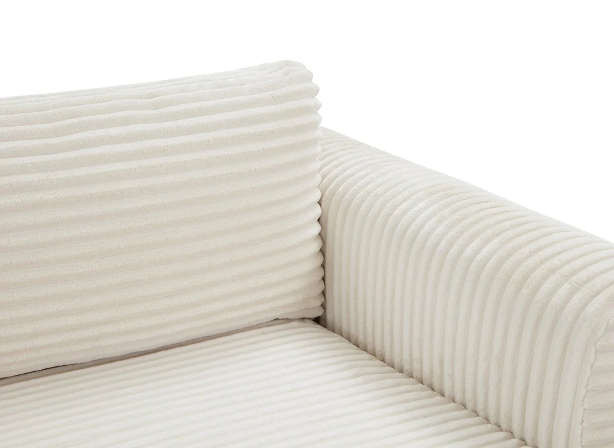 Canapé d'angle convertible avec coffre en velours gros côtelé doux beige TILDA - Angle droit - Image 11