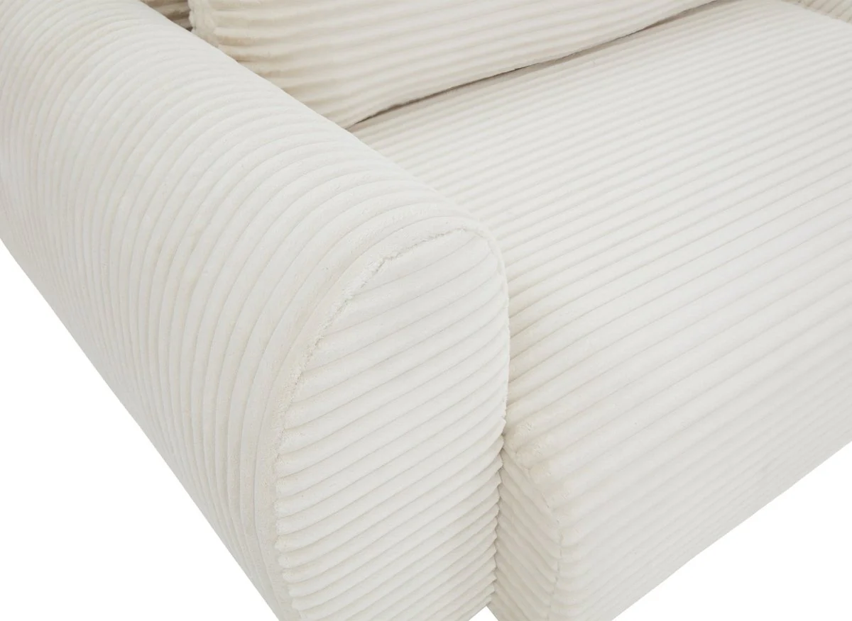 Canapé d'angle convertible avec coffre en velours gros côtelé doux beige TILDA - Angle droit - Image 12