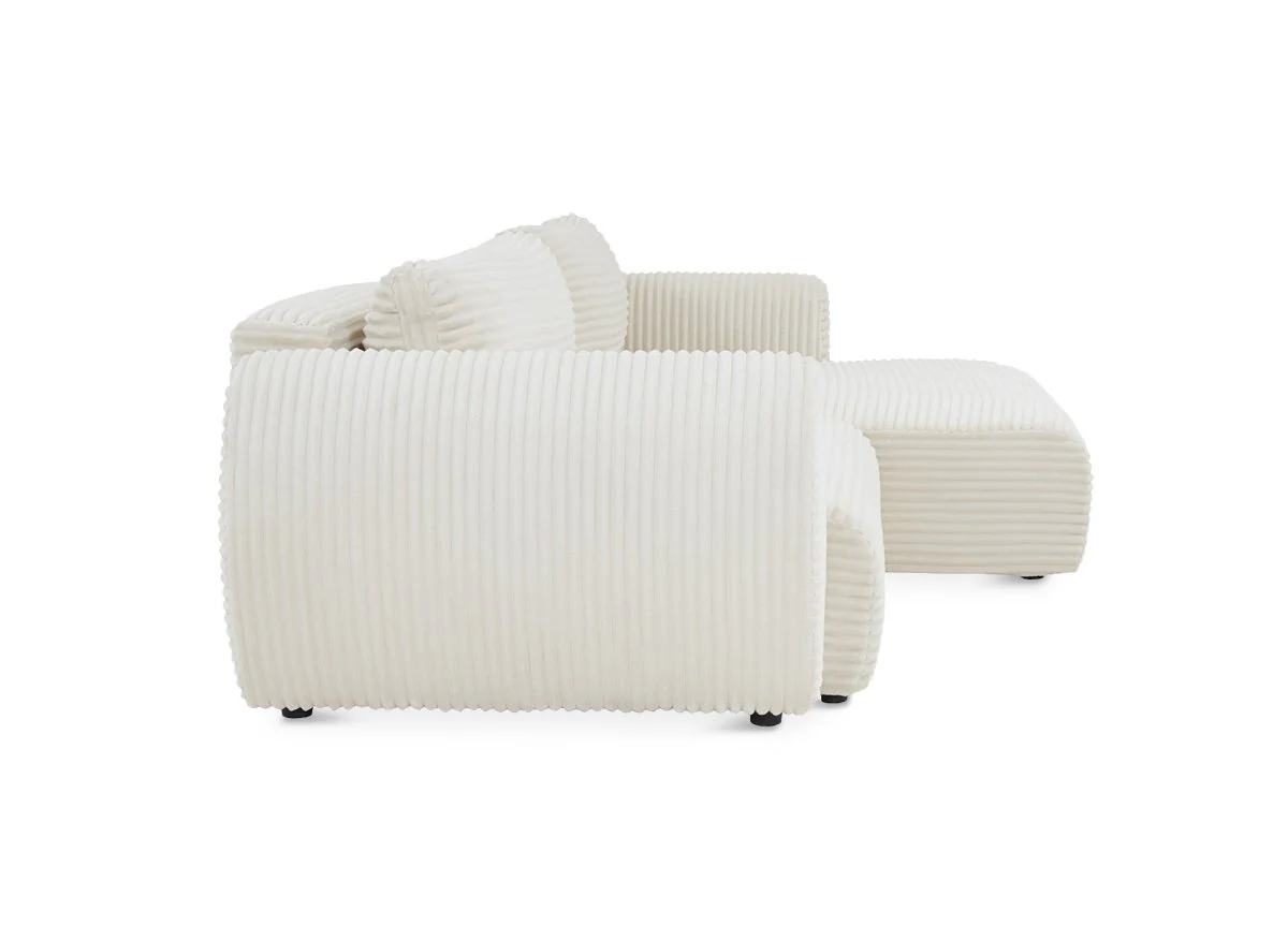 Canapé d'angle convertible avec coffre en velours gros côtelé doux beige TILDA - Angle droit - Image 7