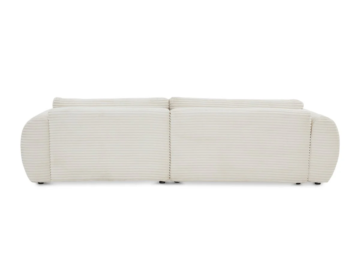 Canapé d'angle convertible avec coffre en velours gros côtelé doux beige TILDA - Angle droit - Image 8