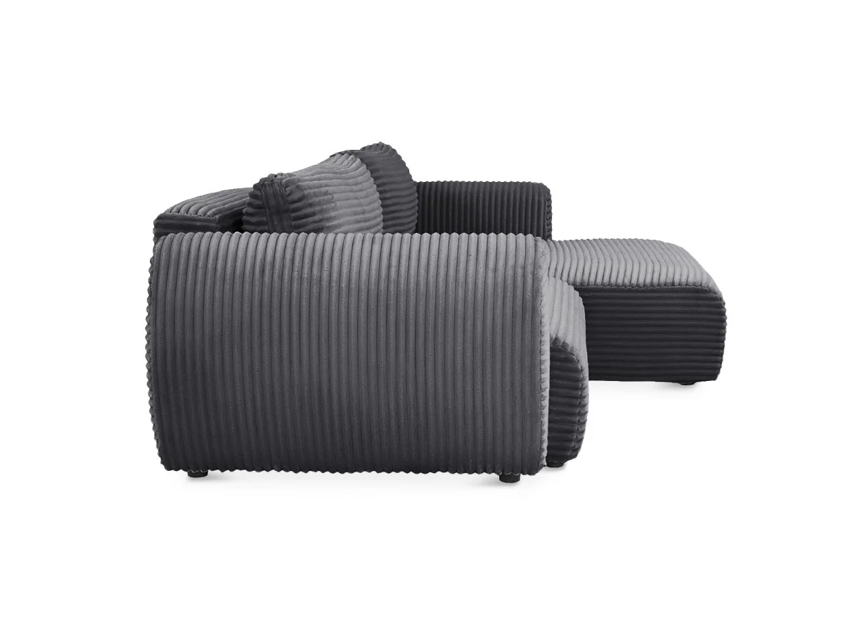 Canapé d'angle convertible avec coffre en velours gros côtelé doux gris TILDA - Angle droit - Image 7
