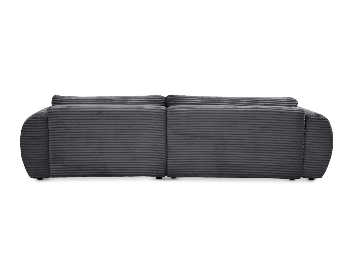 Canapé d'angle convertible avec coffre en velours gros côtelé doux gris TILDA - Angle droit - Image 8