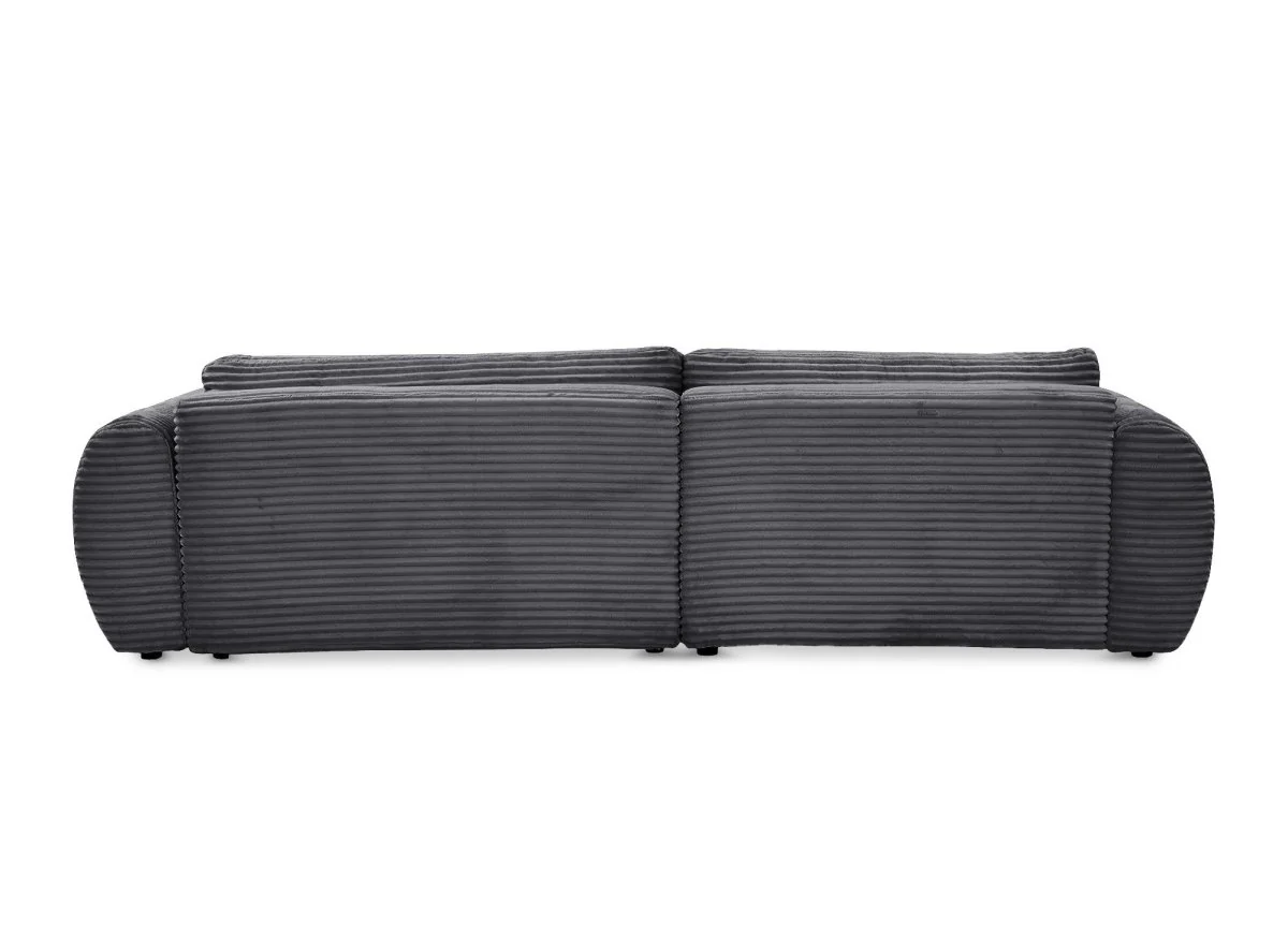 Canapé d'angle convertible avec coffre en velours gros côtelé doux gris TILDA - Angle gauche - Image 8