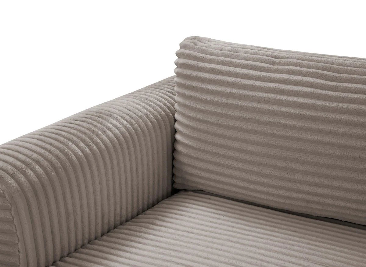 Canapé d'angle convertible avec coffre en velours gros côtelé doux taupe TILDA - Angle gauche - Image 11