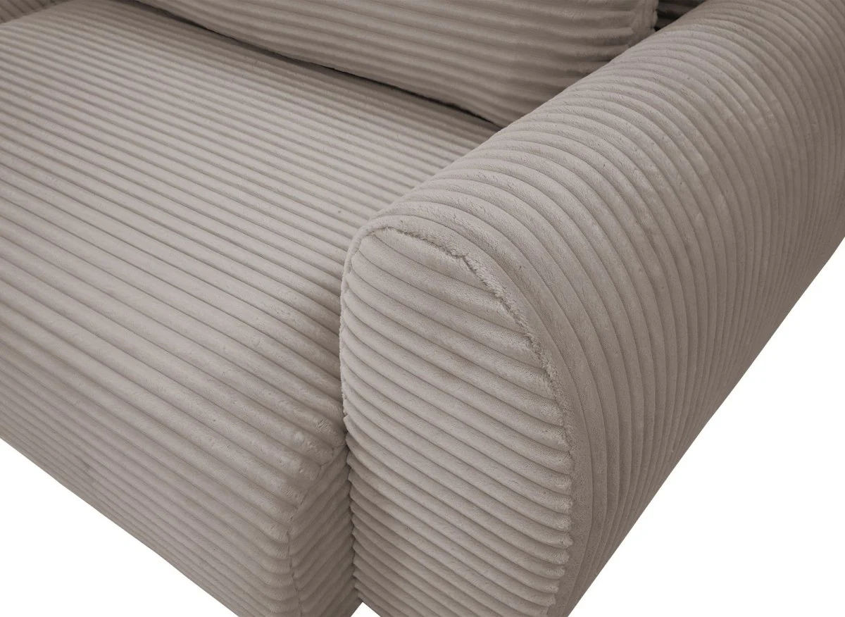 Canapé d'angle convertible avec coffre en velours gros côtelé doux taupe TILDA - Angle gauche - Image 12