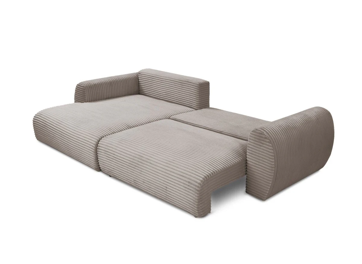 Canapé d'angle convertible avec coffre en velours gros côtelé doux taupe TILDA - Angle gauche - Image 5