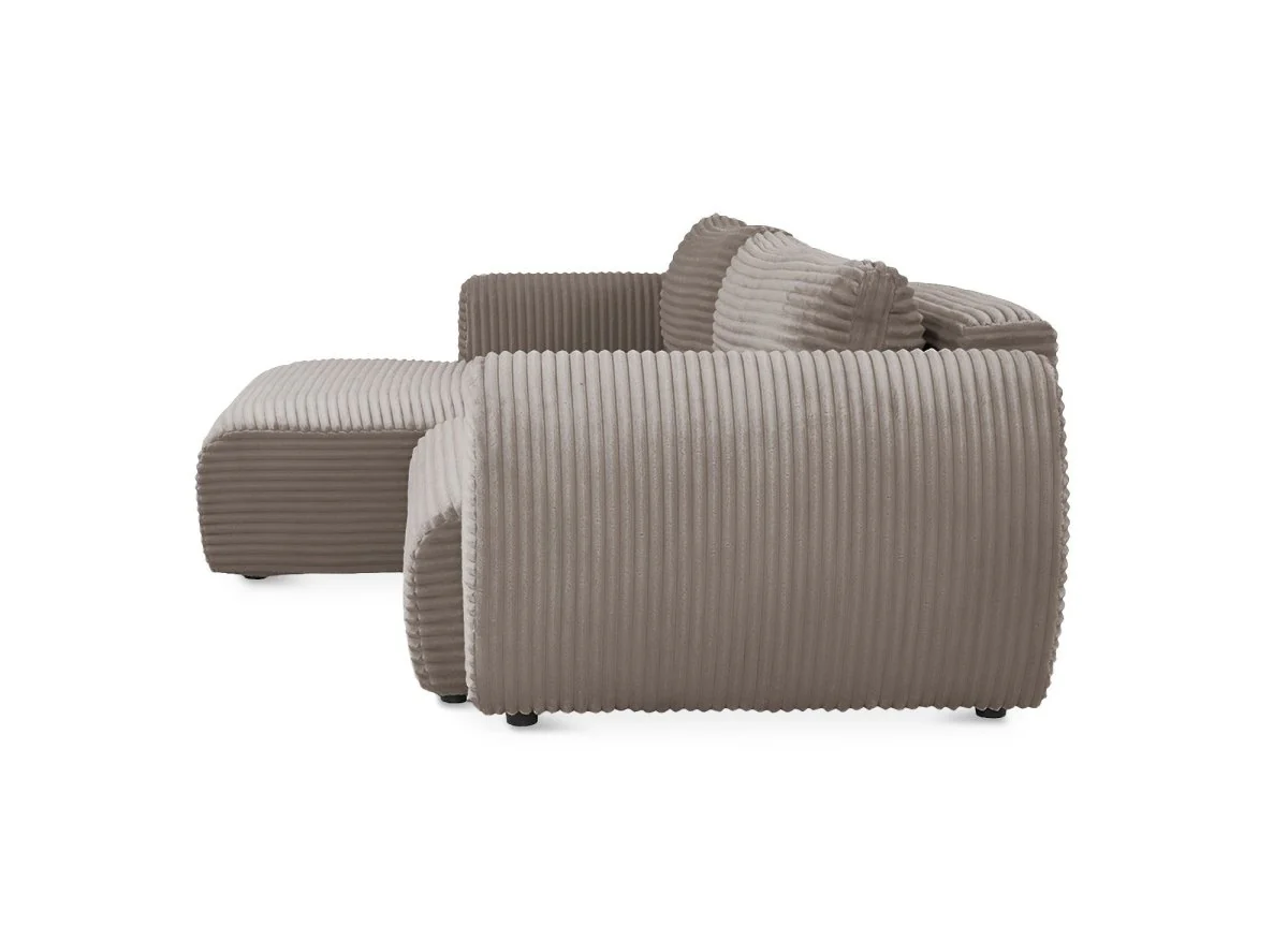 Canapé d'angle convertible avec coffre en velours gros côtelé doux taupe TILDA - Angle gauche - Image 7