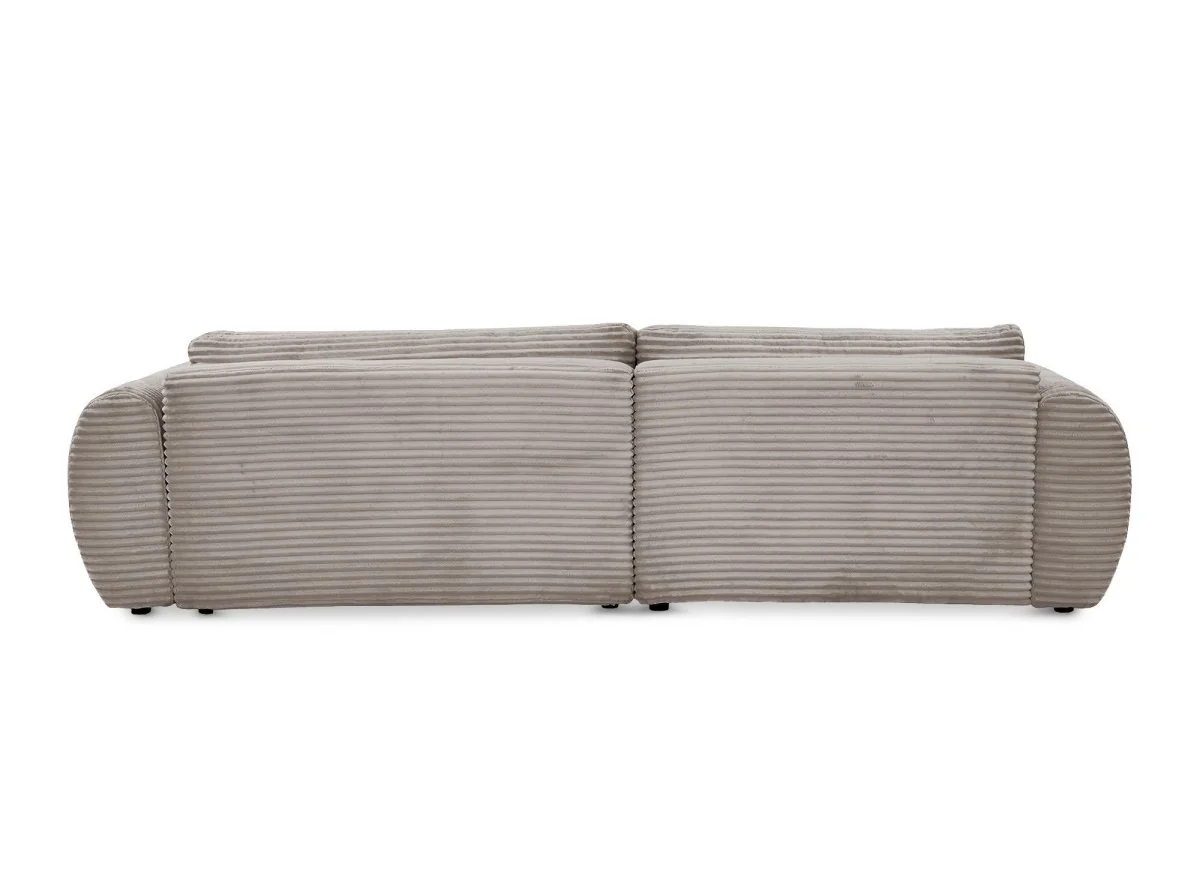 Canapé d'angle convertible avec coffre en velours gros côtelé doux taupe TILDA - Angle gauche - Image 9