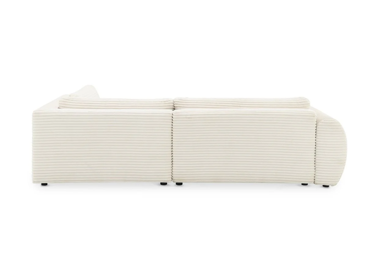 Canapé d'angle convertible avec méridienne et coffre en gros côtelé doux beige TILDA - Angle droit - Image 8