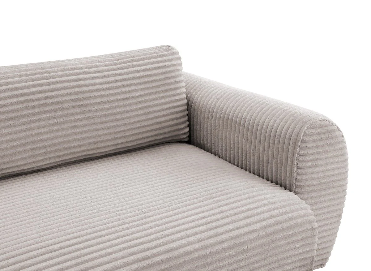 Canapé d'angle convertible avec méridienne et coffre en gros côtelé doux taupe TILDA - Angle droit - Image 11