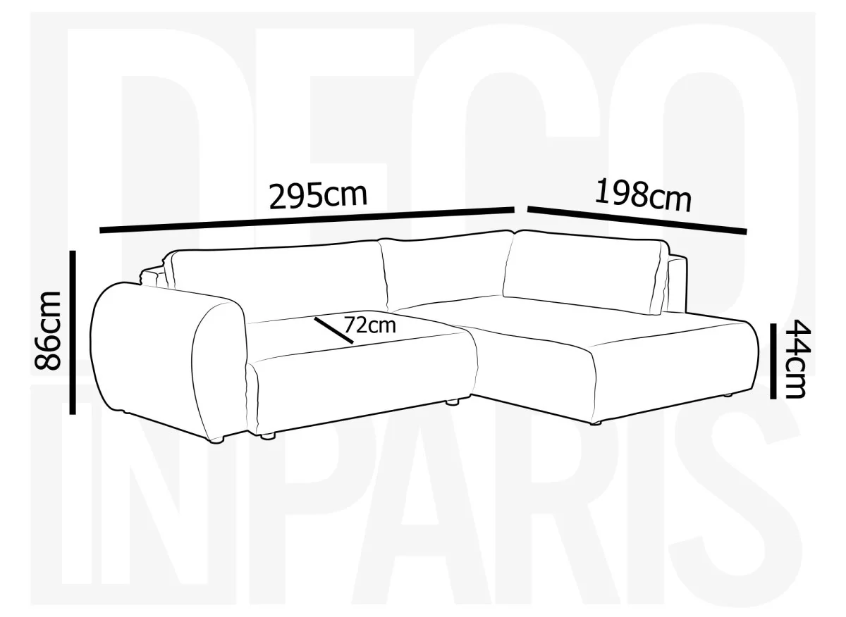 Canapé d'angle convertible avec méridienne et coffre en gros côtelé doux taupe TILDA - Angle droit - Image 13