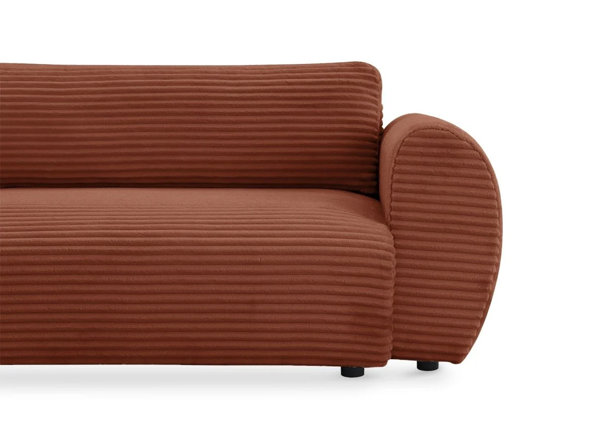 Canapé d'angle convertible avec méridienne et coffre en gros côtelé terracotta TILDA - Angle gauche - Image 10