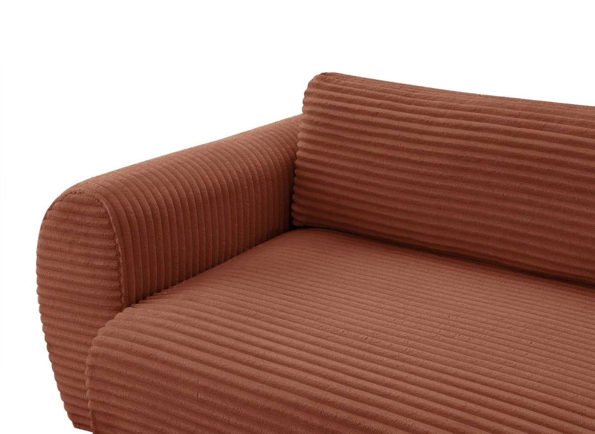 Canapé d'angle convertible avec méridienne et coffre en gros côtelé terracotta TILDA - Angle gauche - Image 11