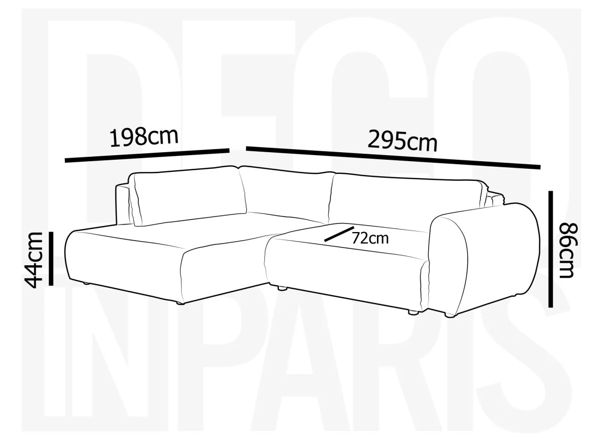 Canapé d'angle convertible avec méridienne et coffre en gros côtelé terracotta TILDA - Angle gauche - Image 13