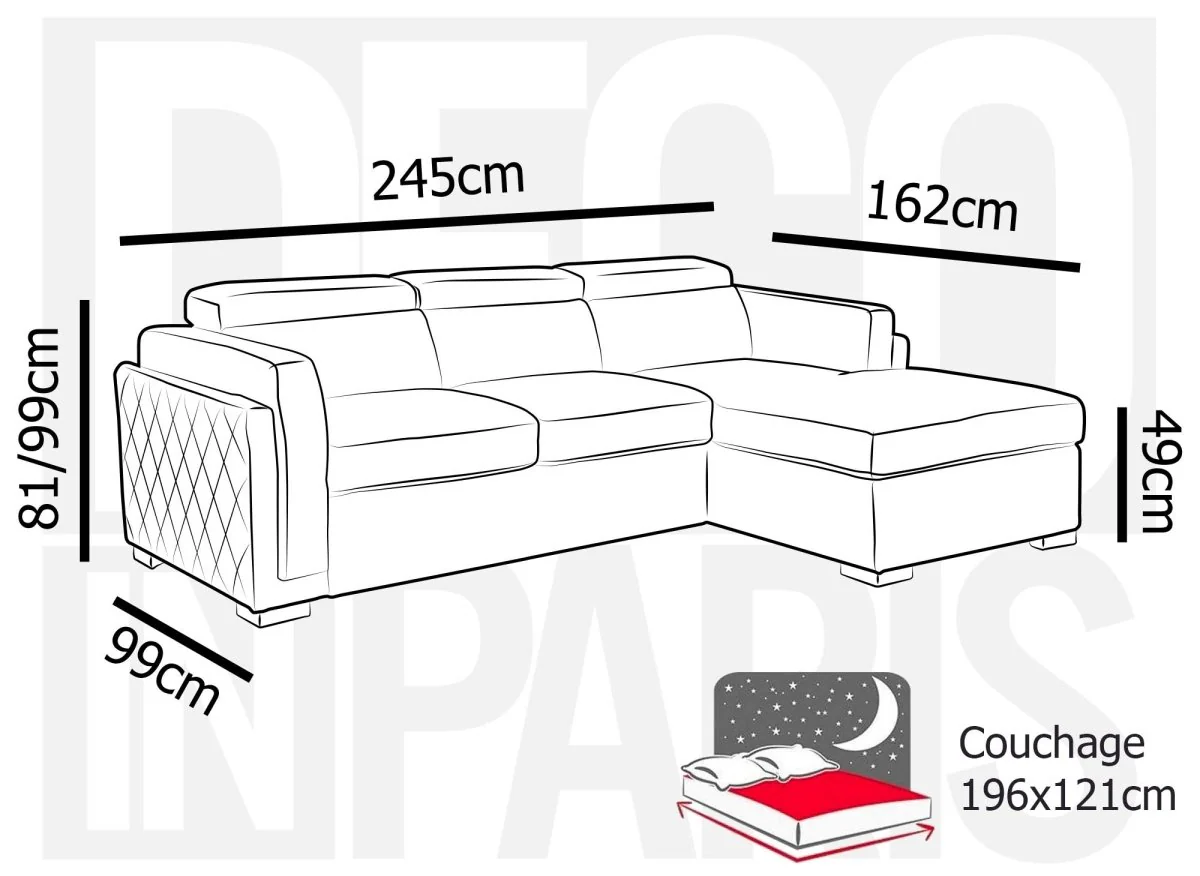 Canapé d'angle convertible en tissu beige CHANDLER - Angle droit - Image 8