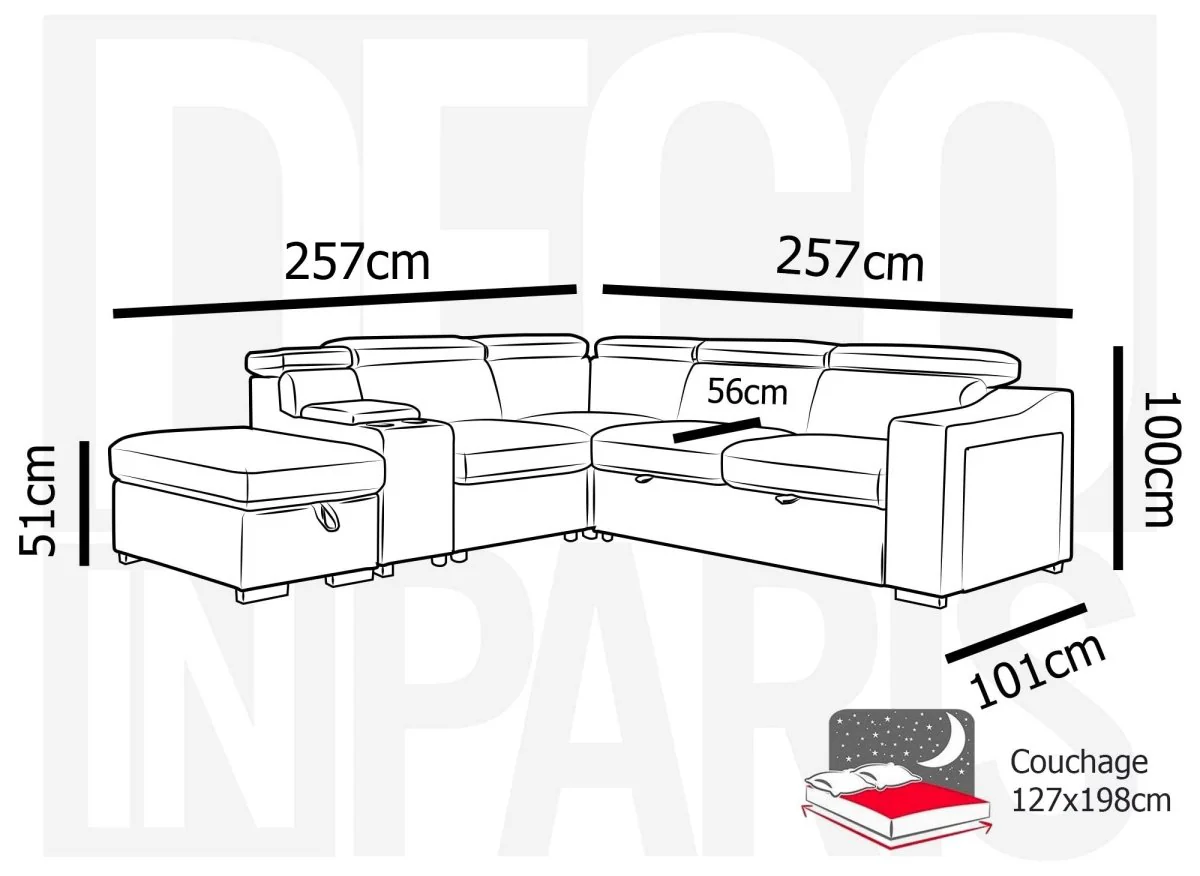 Canapé d'angle convertible en tissu beige DEREK XL - Angle gauche - Image 8
