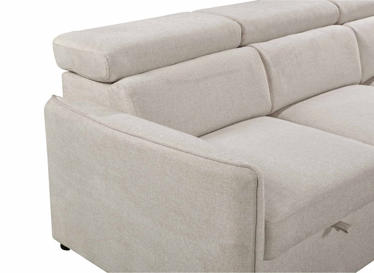 Canapé d'angle convertible en tissu beige NAIROBI - Angle droit - Image 8