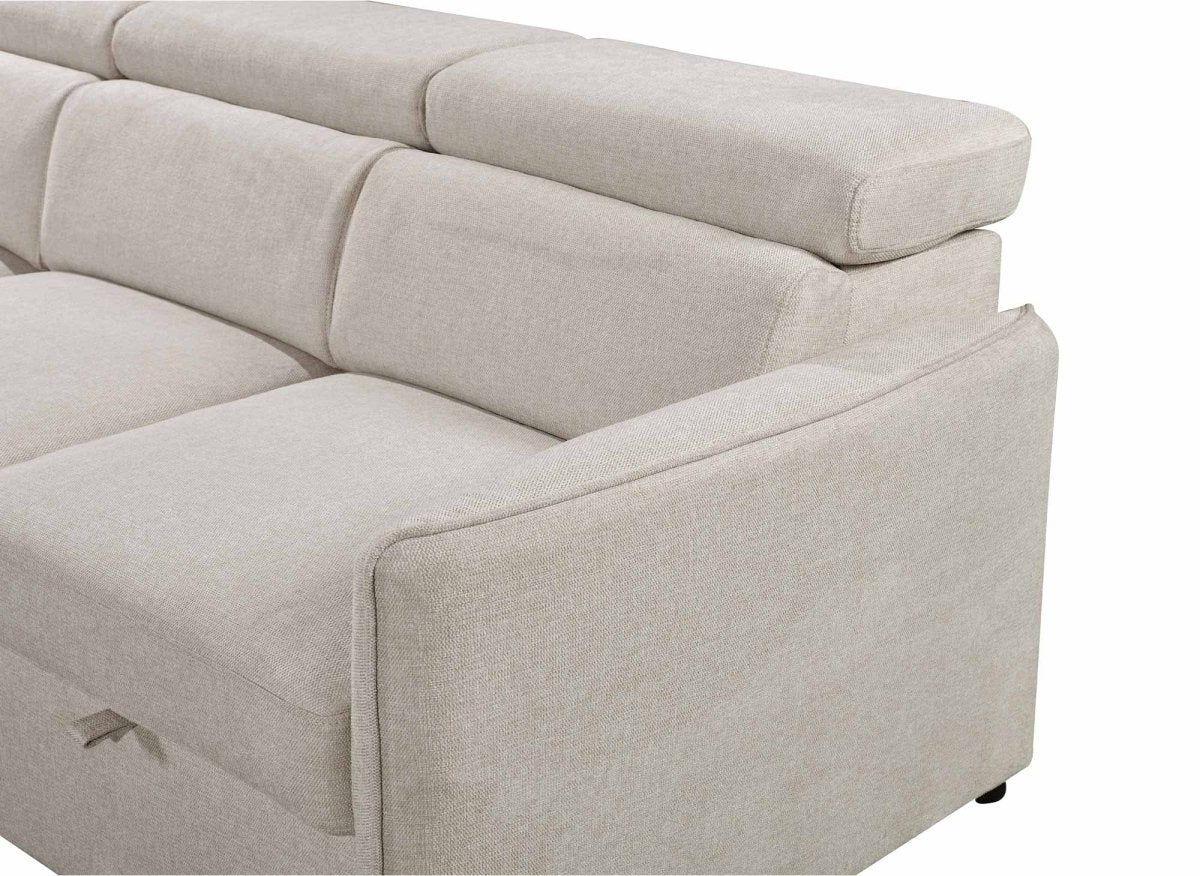Canapé d'angle convertible en tissu beige NAIROBI - Angle gauche - Image 8