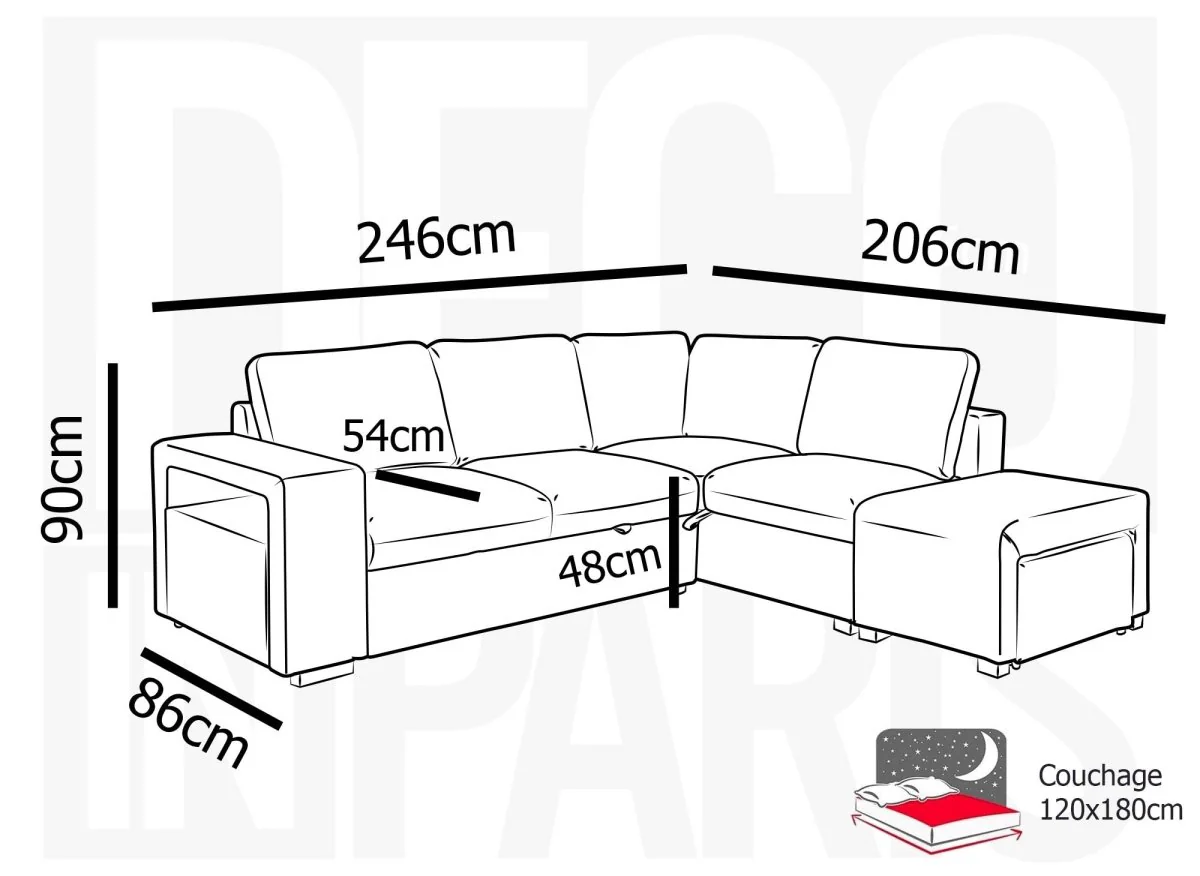 Canapé d'angle convertible en tissu gris foncé ALBAN - Angle droit - Image 9