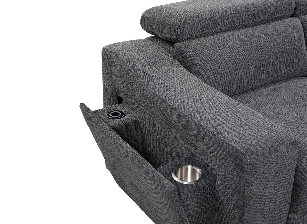 Canapé d'angle convertible en tissu gris foncé DEREK XL - Angle droit - Image 8