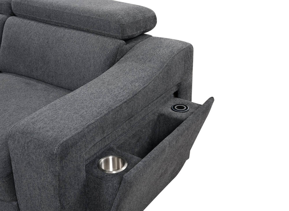 Canapé d'angle convertible en tissu gris foncé DEREK XL - Angle gauche - Image 8