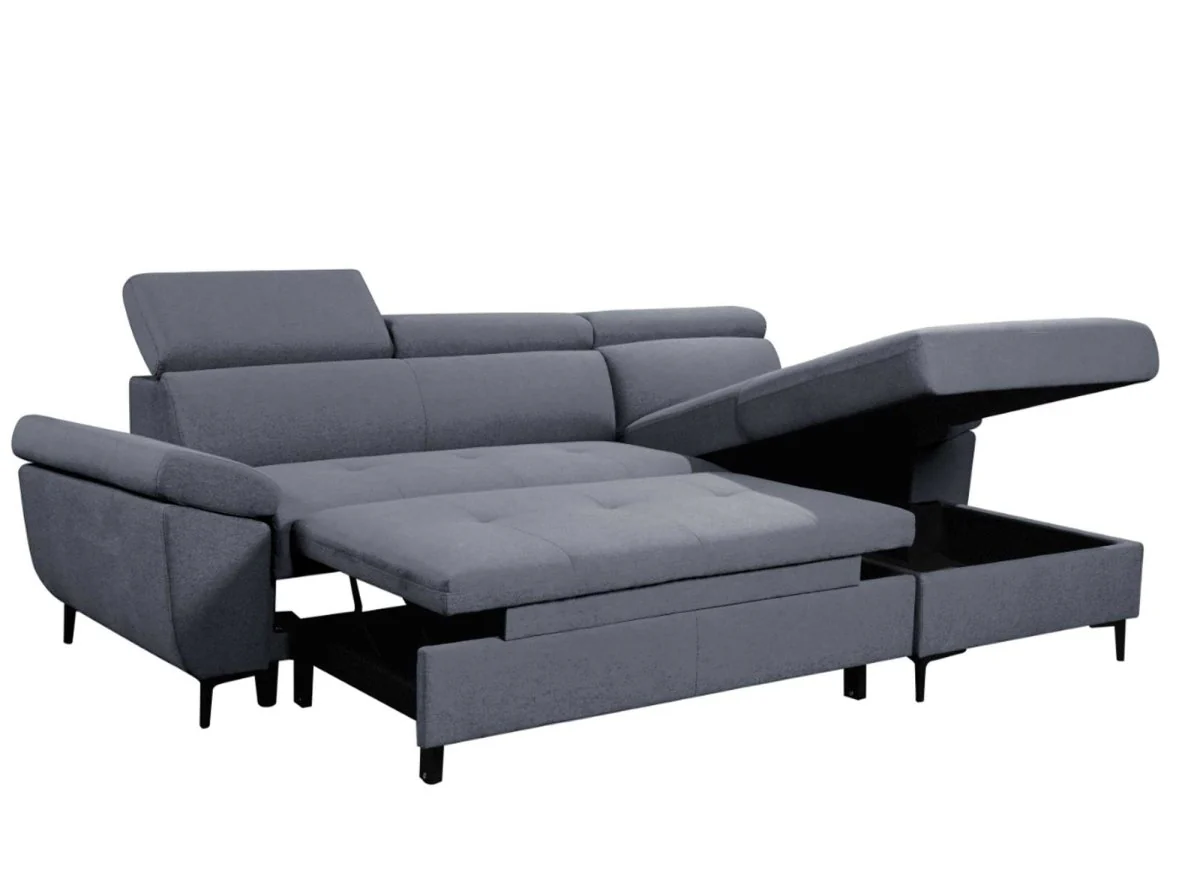 Canapé d'angle convertible en tissu gris foncé MONICA - Angle droit - Image 6