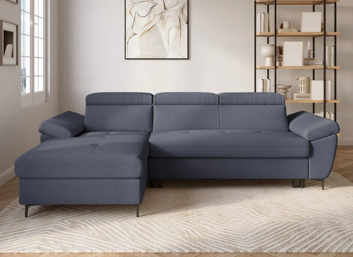 Canapé d'angle convertible en tissu gris foncé MONICA - Angle gauche - Image 4