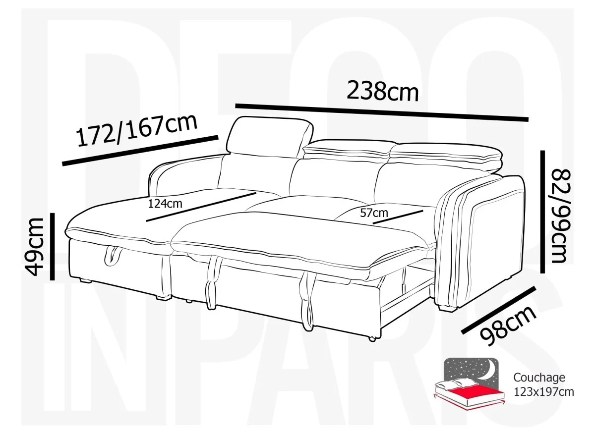 Canapé d'angle convertible en velours côtelé épais beige ISABELLA - Angle gauche - Image 11