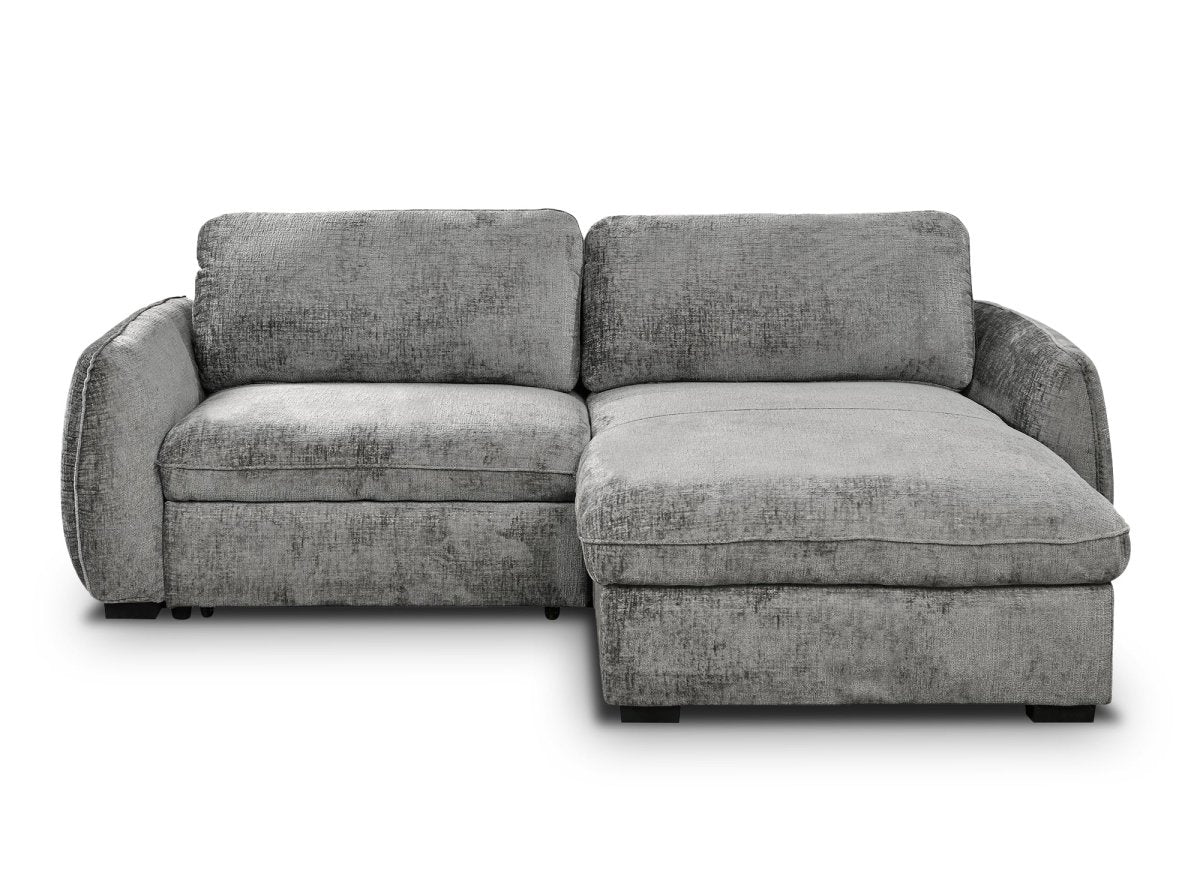 Canapé d'angle convertible et réversible avec coffre en velours chiné gris LIORA - Image 9