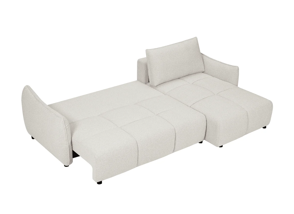 Canapé d'angle convertible et réversible en velours chiné beige  MYSA - Image 2