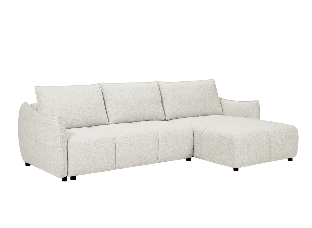Canapé d'angle convertible et réversible en velours chiné beige  MYSA - Image 3