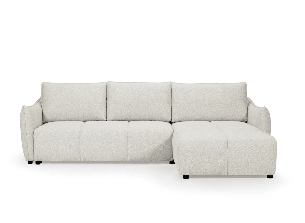 Canapé d'angle convertible et réversible en velours chiné beige  MYSA - Image 4
