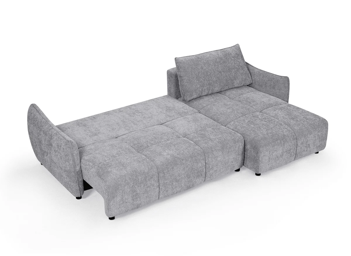Canapé d'angle convertible et réversible en velours chiné gris MYSA - Image 2